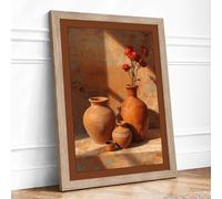 Terracotta Vessels Rustic Framed Wall Art Print A2 (59.4×42cm) Oak, Wall Decor for Living Room, Bedroom, Office & Home, Ready to Hang, Art Gift