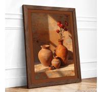 Terracotta Vessels Rustic Framed Wall Art Print A2 (59.4×42cm) Walnut, Wall Decor for Living Room, Bedroom, Office & Home, Ready to Hang, Art Gift