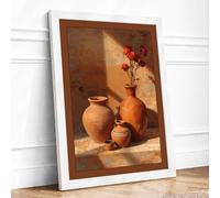 Terracotta Vessels Rustic Framed Wall Art Print A2 (59.4×42cm) White, Wall Decor for Living Room, Bedroom, Office & Home, Ready to Hang, Art Gift