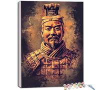 Terracotta Warriors Paint by Numbers Pottery Figurine Painting by Numbers for Adults Beginner with Brushes and Acrylic Paint, DIY Crafts for Adults Oil Painting for Home Decor, Gifts 16x22 in X-714