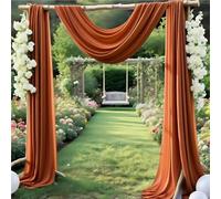 Terracotta Wedding Arch Draping Fabric 29" X 20FT Chiffon Tulle Fabric Sheer Drapes for Wedding Ceremony Arbor Party Ceiling Swag Decoration | Terracotta Sheer Fabric 2 Panels