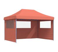 (terracotta, with 3 sidewalls) vidaXL Foldable Party Tent Pop-Up with 4 Sidewalls Patio Gazebo Canopy Shelter
