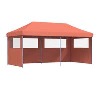 (terracotta, with 3 sidewalls) vidaXL Foldable Tent Pop-Up with 4 Side Walls Outdoor Party Tent Garden Gazebo