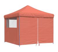 vidaXL Foldable Party Tent Pop-Up with 4 Sidewalls Terracotta