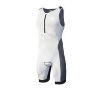 Terradorn Men's Triathlon Suit - Quick-Dry Breathable Tri Suit with Half Zip & Mesh Panels for Swim Bike Run - Lightweight Chafe-Free Black/Gray/White - Storage Bag Included
