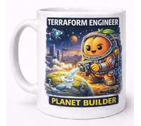Terraform Engineer Planet Builder Funny Space Science Engineering Sci Fi Astronaut Future Tech Coffee Tea Cup Novelty Birthday Gift Mug