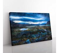 Terrain In Abisko Sweden Painting Modern Art Canvas Wall Art Print Ready to Hang, Framed Picture for Living Room Bedroom Home Office Décor, 50x35 cm (20x14 Inch)