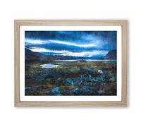 Terrain In Abisko Sweden Painting Modern Art Framed Print | A4 Oak Framed Wall Art | Ready to Hang | Modern Historical Picture | Living Room Bedroom Lounge Office