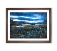 Terrain In Abisko Sweden Painting Modern Art Framed Wall Art Print, Ready to Hang Picture for Living Room Bedroom Home Office Décor, Walnut A3 (46 x 34 cm)