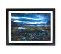 Terrain In Abisko Sweden Painting Modern Art Framed Wall Art Print, Ready to Hang Picture for Living Room Bedroom Home Office Décor, Black A4 (34 x 25 cm)
