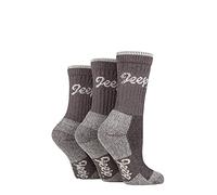 Jeep Ladies Luxury Terrain Boot Socks Pack of 3 Slate/Cream 4-8