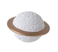 TerraKey Lunar Memorial Pet Urn: Gold Ring Celestial Sphere - 4 Colors for Pet Ashes, Airtight Keepsake (White)