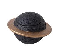 TerraKey Planet Memorial Pet Urn with Floating Gold Ring - Airtight Sphere Ashes Container, Crater Texture & Celestial Tribute