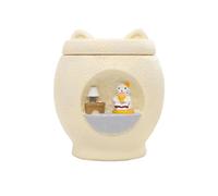 TerraKey Scenic Cat Urn - Memory Box Ceramic Cream, Indoor Stage Minicat White Statue