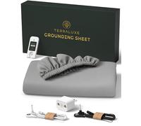 Terraluxe Grounding Bed Sheet (King - 78Wx80L), Organic Cotton 94%, Pure Silver 6%, GOTS Certified, Gray, Cool, Soft, Breathable, Durable, with Tester & 2 Cords, Earth Connecting Fitted Bedding