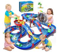 TERRAMUS 2-Tier Kids Water Table Toys, Large 124PCS Water Park Playset with Water Wheel, Pump, Summer Outdoor Water Toys Waterways for Backyard,Lawn,Beach,Pool, Gifts for Boys Girls Toddlers 3-5 4-8