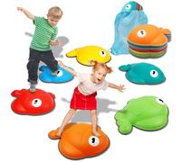 TERRAMUS Balance Stepping Stones for Kids, 6PCS Non-Slip Sensory Stones for Obstacle Course Indoor&Outdoor, Toddlers Sensory Play Equipment Toy Improve Coordination&Strength, Gift for Boys Girls 3+