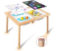 TERRAMUS Children's Tables, Multifunctional Sensory Table, Play Sand and Water Table with 3 Storage Bins, Kid's Desk for Art, Drawing, Studying and Playing, Wooden Activity Table for Indoor Outdoor