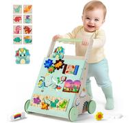 TERRAMUS Wooden Baby Walker, Dinosaur Toddler Push Walker, Montessori Learning Activity Center for Boys Girls, Develops Motor Skills Sit-to-Stand Toys Multifunctional Educational Gifts for Kids Infant