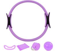 TerraNook 5-Piece Pink Pilates Set with Ring, Ball & Resistance Bands - Complete Pilates Workout Set for Women, Full-Body Toning, Strength Training & Stretching (Purple)