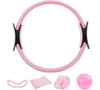 TerraNook 5-Piece Pink Pilates Set with Ring, Ball & Resistance Bands - Complete Pilates Workout Set for Women, Full-Body Toning, Strength Training & Stretching (Pink)
