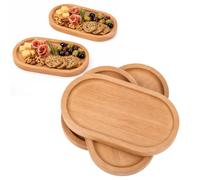TerraNook Small Wooden Oval Decorative Trays, Rustic Style Serving Platters for Food Meats Cheeses Fruits, Kitchen Christmas Halloween Thanksgiving Home Decor - Wood