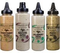 Terrapin Ridge Farms Aioli Garnishing Sauce Variety Pack - Everything, Bacon, Jalapeño & Pesto Flavors - Gourmet Squeeze Bottles - 7.5 to 8 Oz Each (Pack of 4)