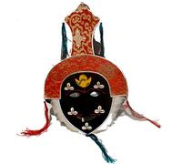 Terrapin Trading Authentic Tibetan Monk/Lama Cermonial Festival Hat Bought at Boudanath Temple (Red Brocade)
