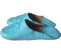 Terrapin Trading Fair Trade Ladies Moroccan Babouche Traditional Slippers (Sky Blue)