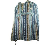 Terrapin Trading Fair Trade Mens Cotton Polar Lined Gheri Jumper/Hooded Top from Nepal (blue)