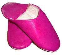 Terrapin Trading Fair Trade Moroccan Slippers/Babouche/Loafers 100% Traditional Moroccan Leather (40, Pink/Fusia)
