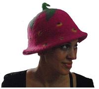 Terrapin Trading Fair Trade Nepal Felt Strawberry Felt Wool Festival Hat (Adults) (Pink)