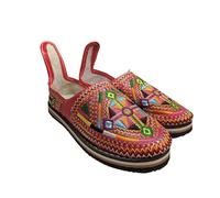 Terrapin Trading Moroccan Leather Amazigh Embroidered Babouche Slippers Leather (Pink, 37)