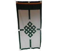 Terrapin Trading Tibetan Buddhist Endless Knot Door Curtain (178cm x 88cm) N73 (Green & White)