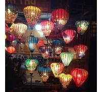 Terrapin Trading Vietnamese Oriental Silk Bamboo Handcrafted Lantern Lamp Chinese White 14'' M V2