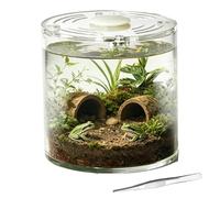 Terrarium - Acrylic 4"x4"x4" | Cylindrical Vented Stackable Case | Reptile Habitat for Tarantulas Snails Frogs Mantis Hermit Amphibious Pet Tank