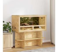 vidaXL Terrarium Brown 100 x 50 x 100 cm OSB, Animal Terrarium, Compact Habitat, Rustic Housing, Sliding Door, LED Suitable for Pets