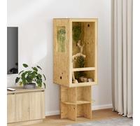Terrarium Brown OSB 50x50x100 cm Matte Glass Reptile Enclosure with Thermometer