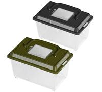 Terrarium for Reptiles - Food Box and Rearing Container for Snakes | Portable Habitat for Crabs Turtles & Frogs | With Slip and Feeding Function for Home or School
