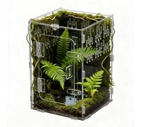 Terrarium for Spiders, Habitat Box Made of Clear Acrylic with a Cave - Enclosure for Praying Mantis | Suitable for Bearded Dragons Snake Land Turtle Gecko Hermit Crab Reptile Fish