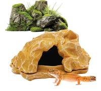 Terrarium Rock Cave - Reptile Hideaway Resin Decoration | Aquarium Simulation For Bearded Dragons, Ball Pythons, Turtles, Geckos, Tortoises, Fish Tank Landscape Accessory, Small Durable Habitat