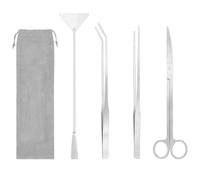 Terrarium Tools Set, 4 in 1 Aquarium Aquascape Tools Starter Kit Anti-Rust Aquatic Plant Stainless Steel long Tweezers Scissors Spatula Tool Set for Aquarium Plants Clean Fish Tank Sets,Silver