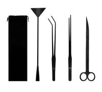 Terrarium Tools Set, 4 in 1 Aquarium Aquascape Tools Starter Kit Anti-Rust Aquatic Plant Stainless Steel long Tweezers Scissors Spatula Tool Set for Aquarium Plants Clean Fish Tank Sets,Black