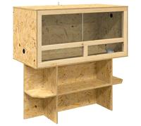 vidaXL Terrarium Brown 100 x 50 x 100 cm OSB, Animal Terrarium, Compact Habitat, Rustic Housing, Sliding Door, LED Suitable for Pets