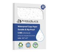 TerraSlate Paper 4 Mil 8.5" X 11" Waterproof Laser Printer/Copy 25 Sheets