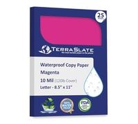 TerraSlate Paper | Magenta Pink | 8.5" x 11" Waterproof Paper | Laser Printer Paper, Copy Machine, & Digital Press Compatible, 25 Sheets (10 MIL TerraSlate (120lb Cover))