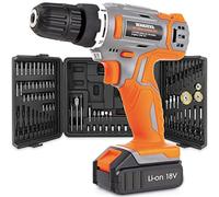 Terratek 18V Cordless Drill Set Driver, 1x Battery, Case & 89-Piece Kit