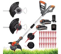 Terratek 20V 2 In 1 Electric Cordless Grass Strimmer Garden Grass Cutter Trimmer 2 Batteries & 32 Blades & Spool Included