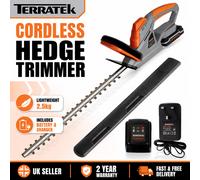 Terratek 20V Cordless Hedge Trimmer 1 Battery Garden Bush Cutter Tree Charger
