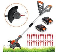 Terratek 20V Electric Cordless Grass Strimmer Garden Trimmer 2 Batteries & 30 Blades Included